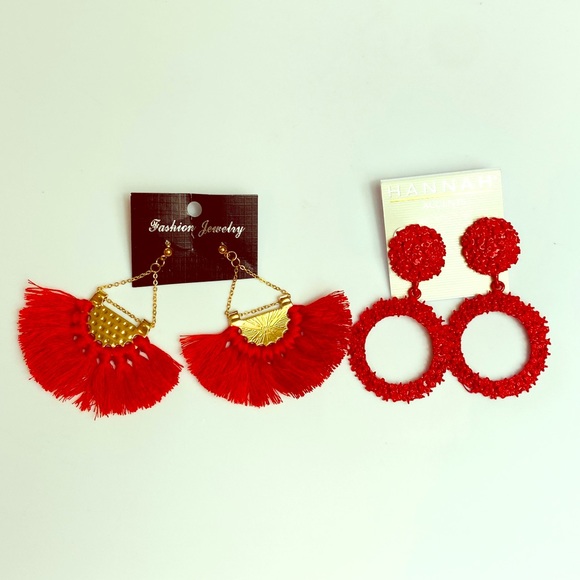 Red Dangle Earrings - Picture 1 of 3